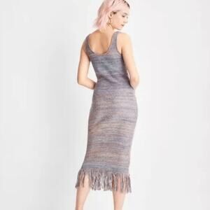 Future Collective Women's Crochet Fringe Dress Boho Sleeveless - Blue Size XXS